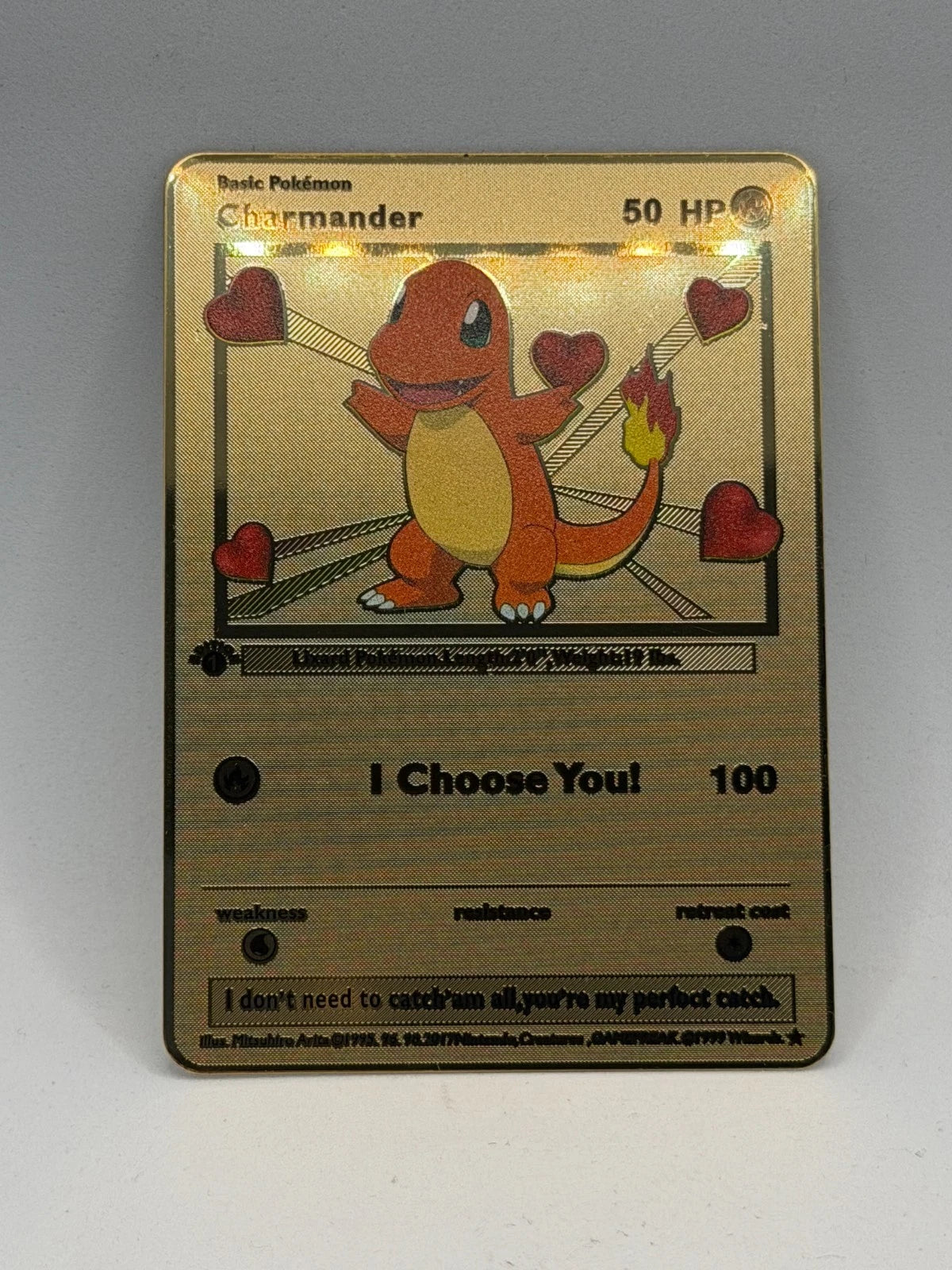 Metallkarten als Geschenk für den Partner: Pikachu - Evoli - Glumanda - Mew - Schiggy - Pumeluff - Bisasam