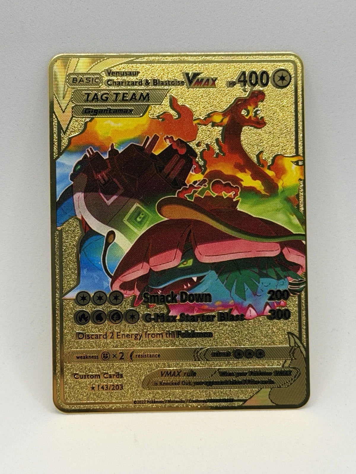 Metallkarte Bisaflor Glurak & Turtok VMax Tag Team