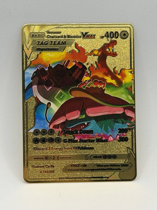 Metallkarte Bisaflor Glurak & Turtok VMax Tag Team