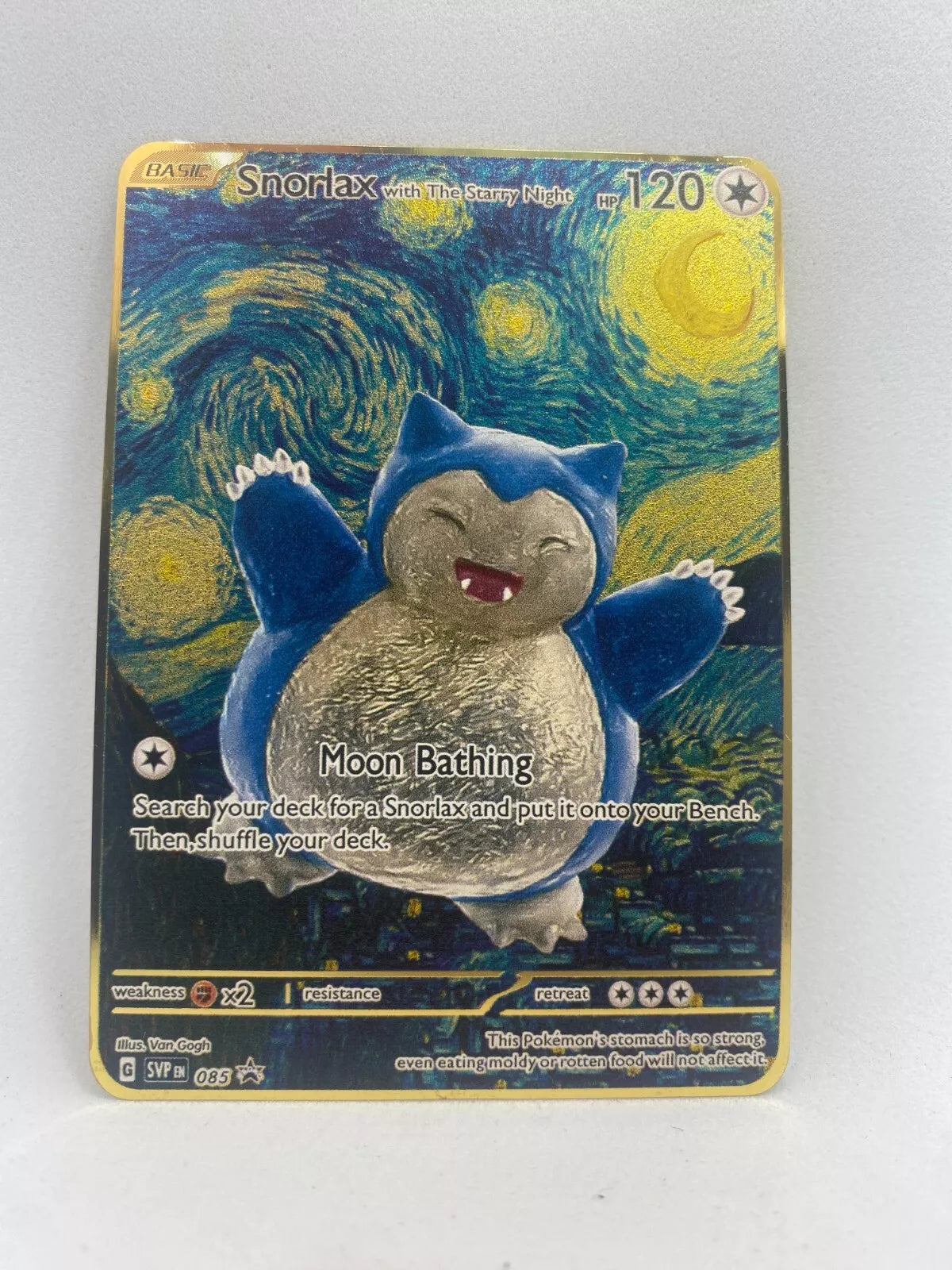 Metallkarte "Snorlax with The Starry Night" (Relaxo)
