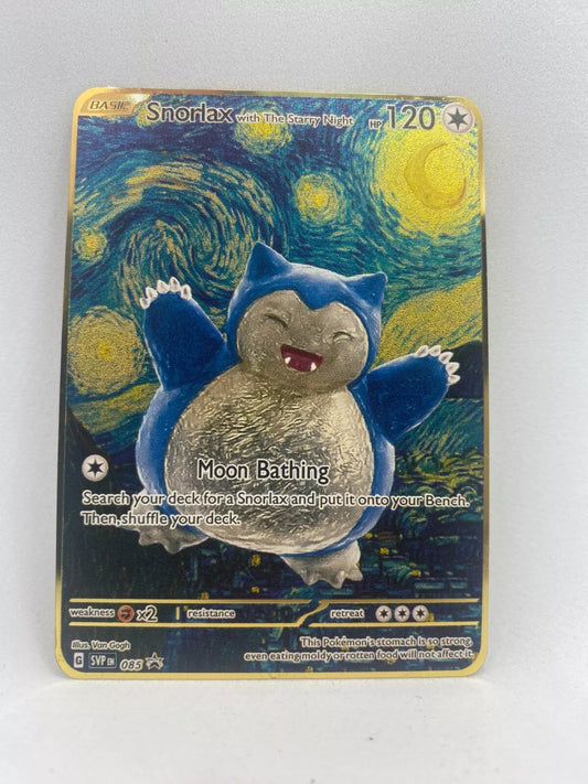 Metallkarte "Snorlax with The Starry Night" (Relaxo)