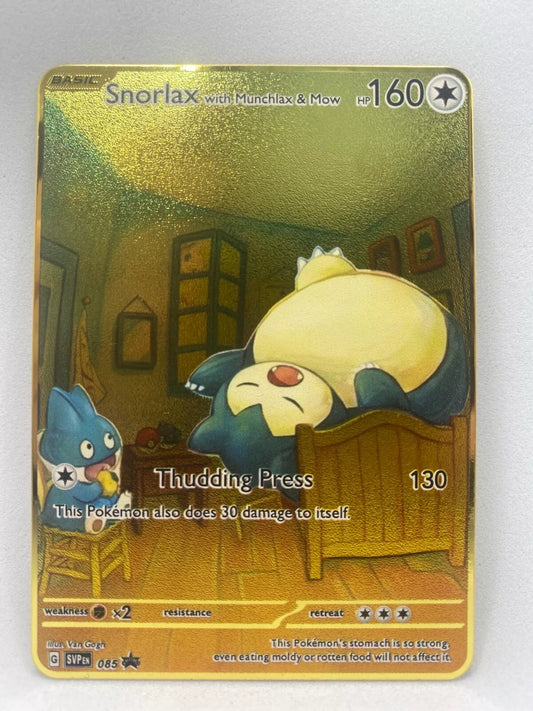 Metallkarte "Snorlax with Munchlax & Mow"