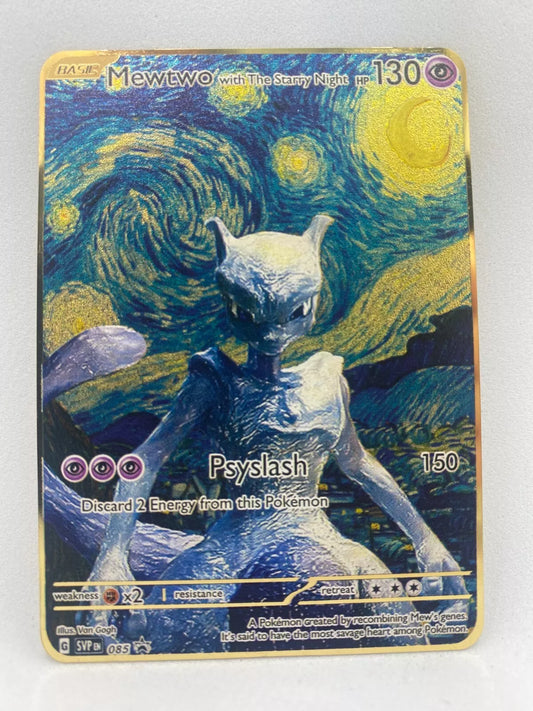 Metallkarte "Mewtwo with The Starry Night"