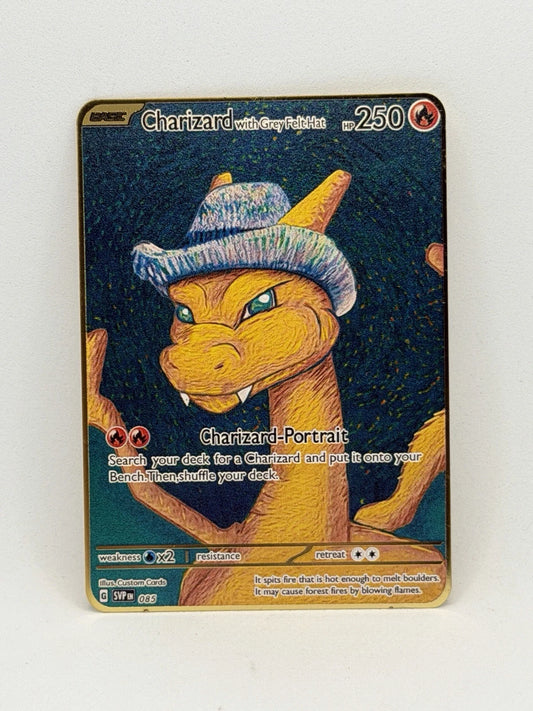 Metallkarte "Charizard With Grey Felt Hat" II